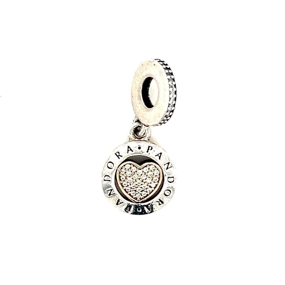 Pandora Two Tone 925/14K Pave Cz Dangle Charm